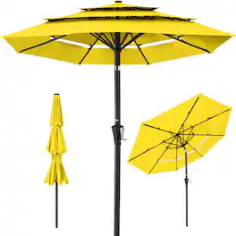 Best Choice Products - 10ft 3-Tier Patio Umbrella, Market Sun Shade w/ Tilt Adjustment, Easy Crank - Yellow