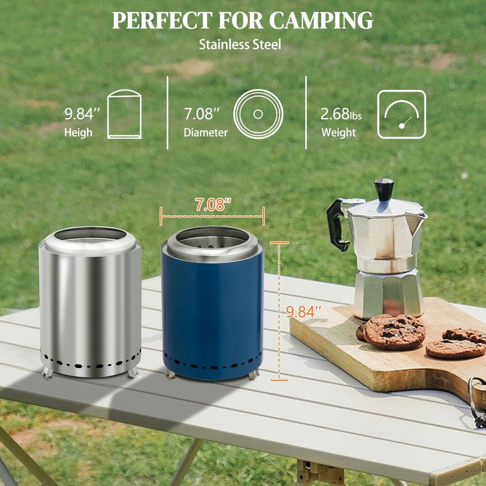 PERFECT FOR CAMPING  
Stainless Steel  

9.84" Height  
7.08" Diameter  
2.68lbs Weight  

7.08"  
9.84"