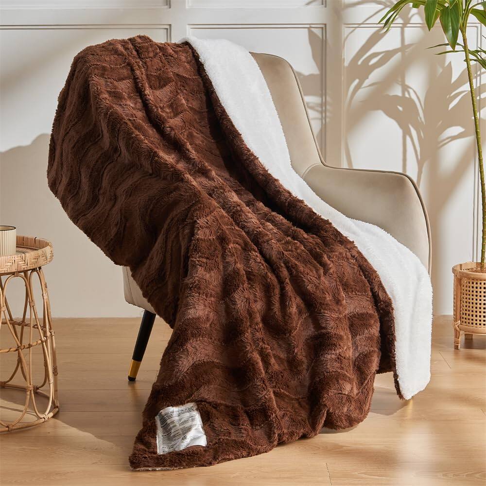 Alt View 7. Alchemy Casas - Heated Blanket Size Warm Soft Faux Rabbit Electric With 6 Heating Levels   10 Hours Auto off Fast Over heat - Navy Blue Twin.