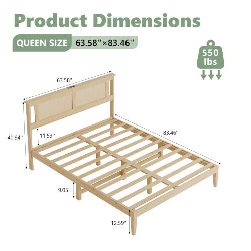 Product Dimensions  
QUEEN SIZE  
63.58" x 83.46"  
550 lbs  
63.58"  
40.94"  
11.53"  
83.46"  
9.05"  
12.59"