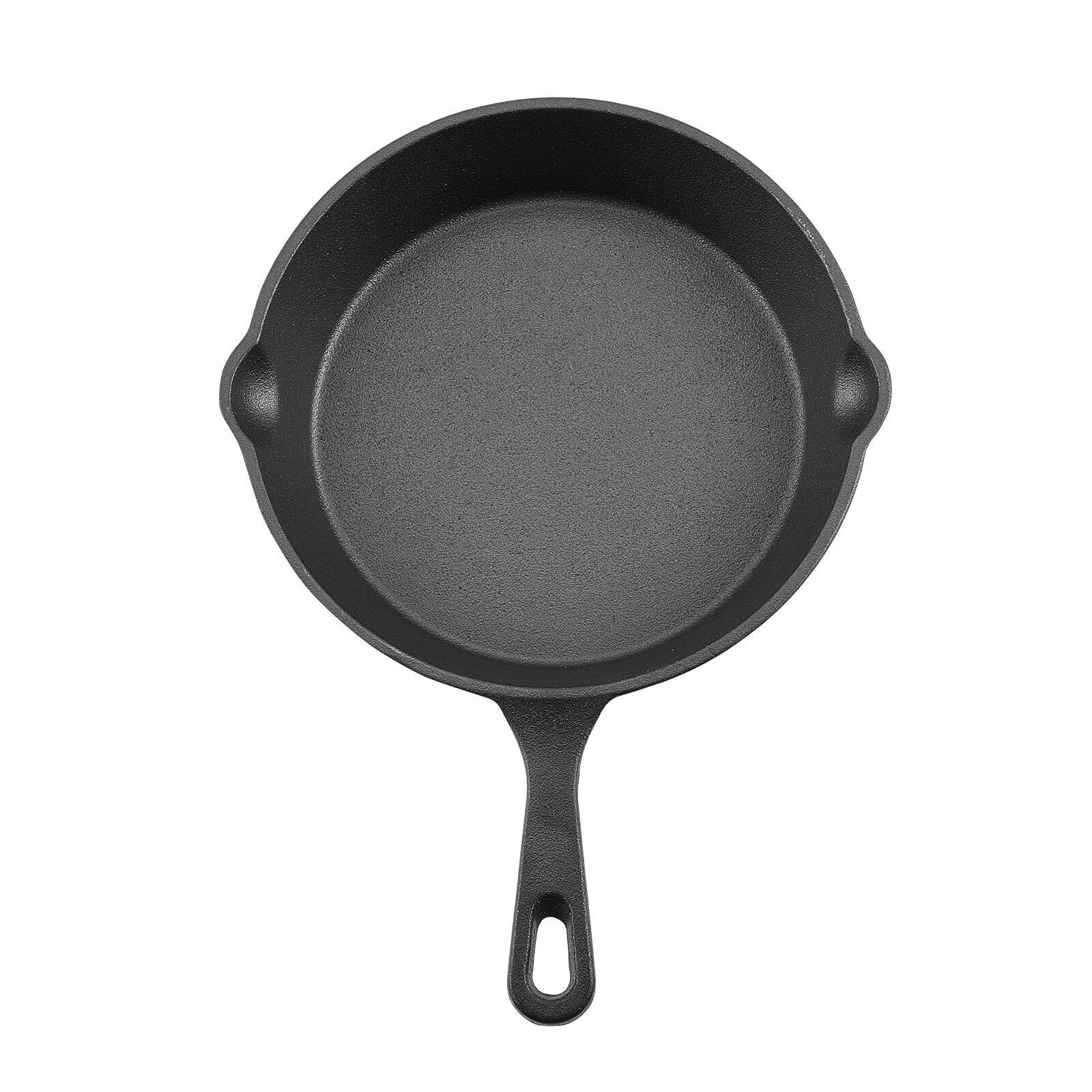 Alt View 9. Glintex - Cast Iron Skillet Frying Pan Set, 3 Piece Heavy-Duty Pre-Seasoned Cookware for Oven, Gas, and Induction Use - Black.