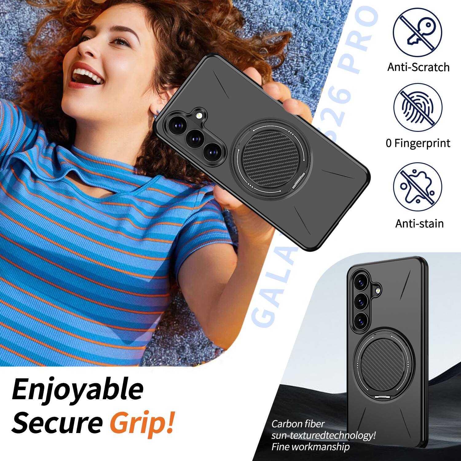 PRO Anti-Scratch 626 0 Fingerprint Enjoyable Secure Grip! Anti-stain GALA Carbon fiber sun-textured technology! Fine workmanship