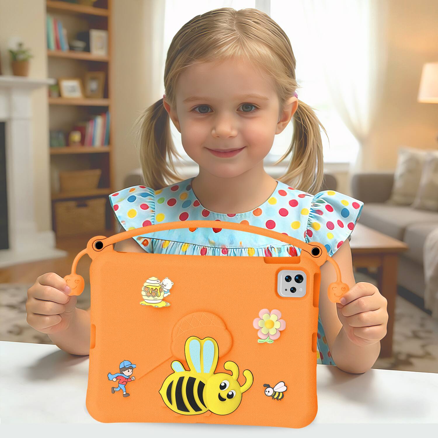 Alt View 1. Dteck - for Apple iPad (A16) 11" 2025 & iPad Air 11‑inch (M4) 2026 Kids EVA Tablet Case,Shockproof Kickstand Cover + Handle - Orange.