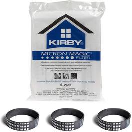 Kirby - 6 204811 Micron Magic HEPA Cloth Bags + 3 Belts – Genuine OEM Upright Set
