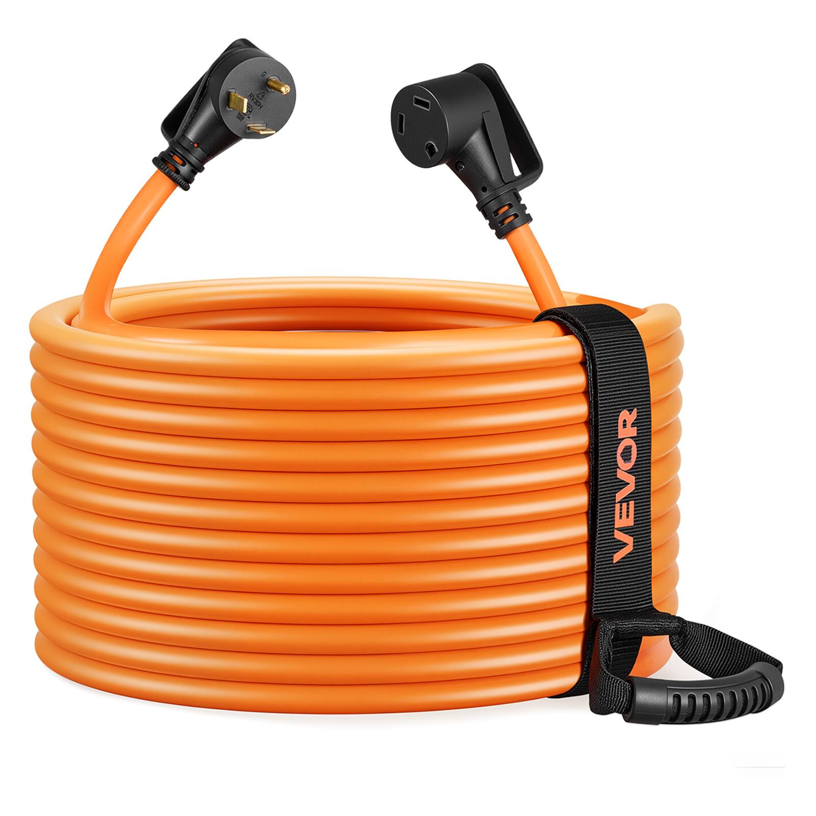 Alt View 5. VEVOR - 30 Amp 75 Feet RV Extension Cord, 125V 2500W, Heavy Duty 10/3 Gauge STW RV Power Cord, NEMA TT-30P to NEMA TT-30R - Orange;Black.