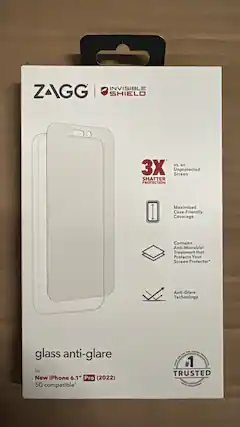ZAGG | INVISIBLE SHIELD
3X SHATTER PROTECTION
vs. an Unprotected Screen
Maximized Case-Friendly Coverage
Contains Anti-Microbial Treatment that Protects Your Screen Protector*
Anti-Glare Technology
glass anti-glare
for New iPhone 6.1" Pro (2022)
5G compatible*
#1 TRUSTED