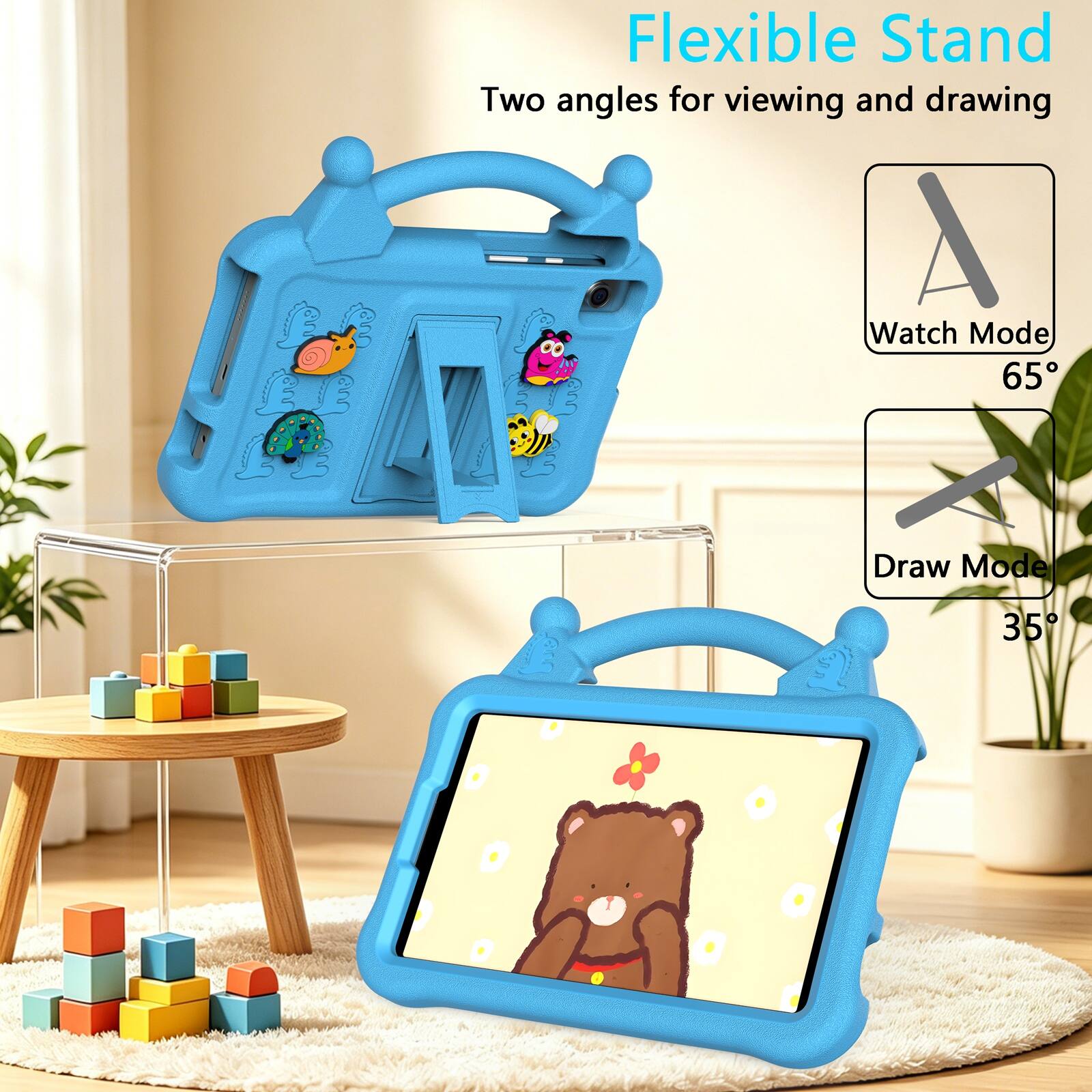 Flexible Stand  
Two angles for viewing and drawing  
Watch Mode 65°  
Draw Mode 35°