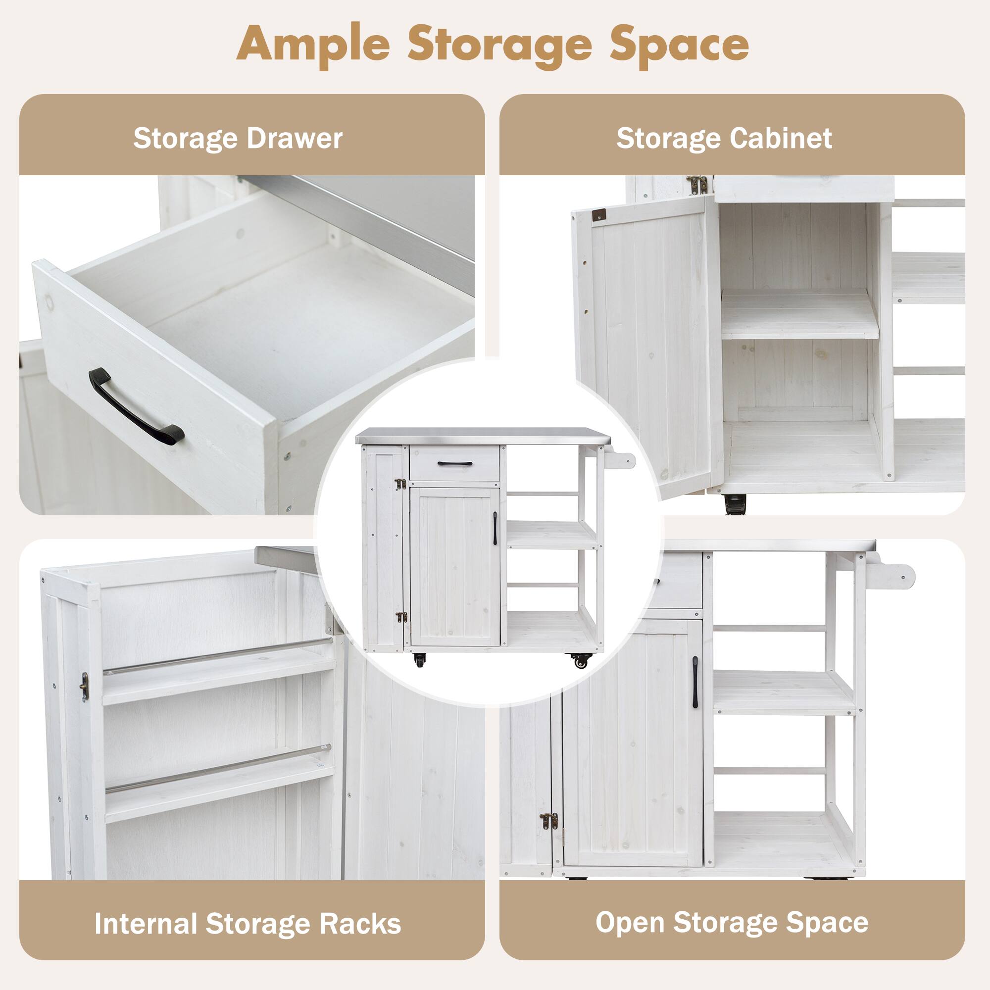 Ample Storage Space

- Storage Drawer
- Storage Cabinet
- Internal Storage Racks
- Open Storage Space