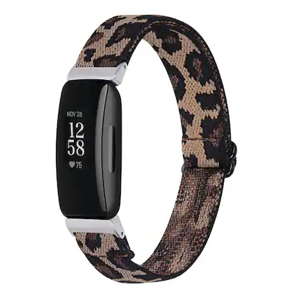 Front. StrapsCo - Comfort Stretch Band Nylon Watch Strap For Fitbit Inspire 2 - Leopard.