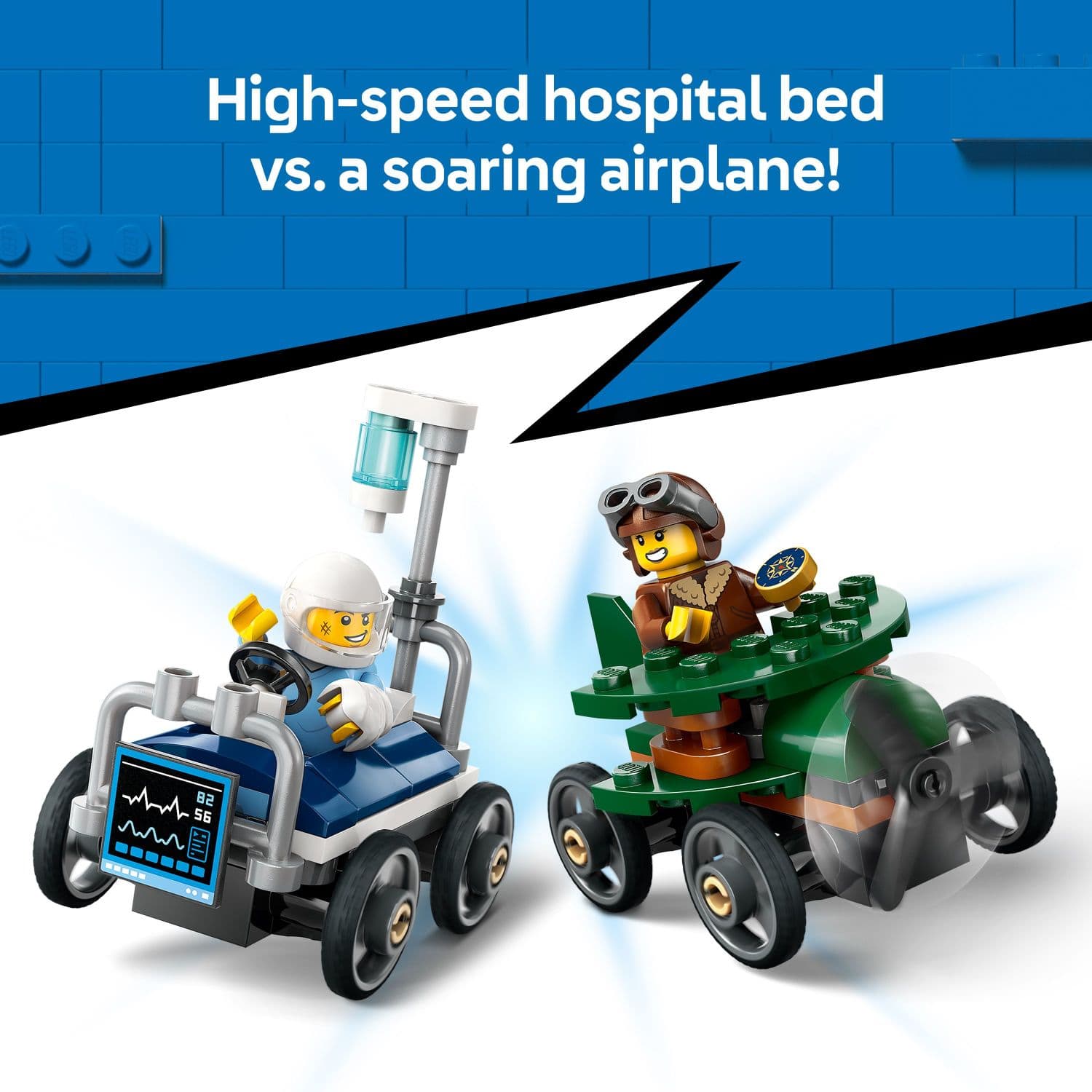 LEGO City Airplane vs. Hospital Bed Race Car Pack Building Toy 60459 ...