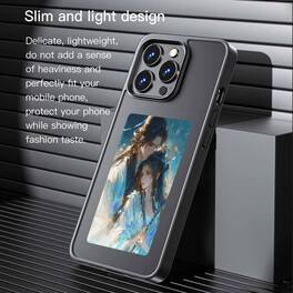 Chic Crate - E-Ink iPhone 16 Pro Max Case, NFC Ink Screen Slim Eco-Friendly Smart Cover with Custom Display - Black