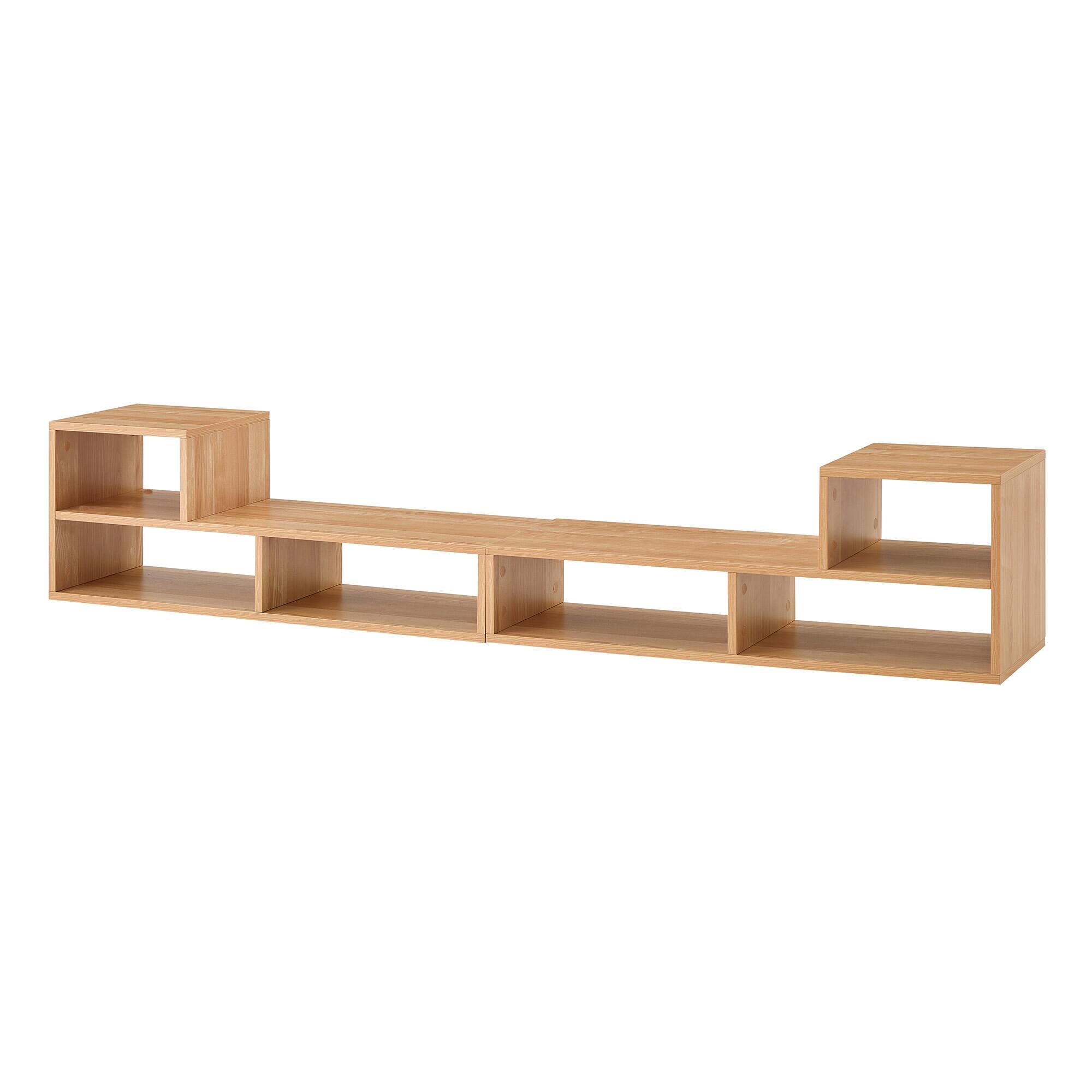 Alt View 7. Loheer - Loheer- Modular Light Wood TV Stand 0.98x1.12 ft Adjustable Media Console with Open Storage for Living Room - Wood.