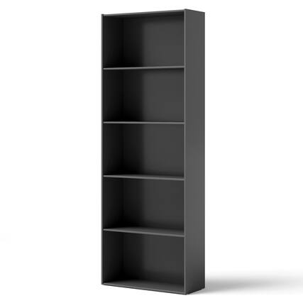 Front. Boyel Living - 5-Shelf Multi-Functional Wood Bookcase for Home Office in Black - Black.