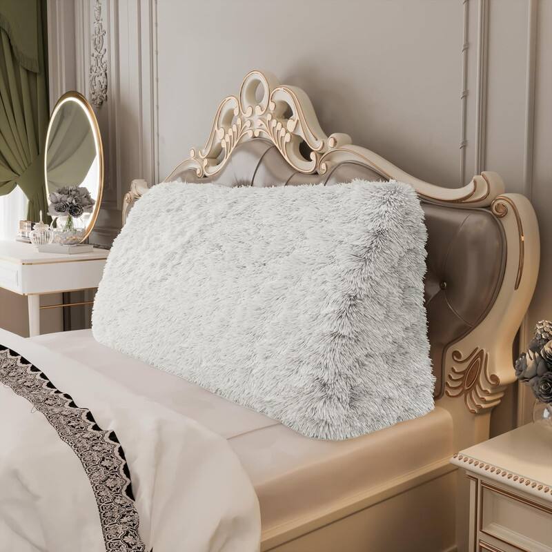 Alt View 2. wowmax - King Velvet Headboard Pillow - Extra Large Wedge Bolster for Bed Reading & Back Support, White Cover - White.