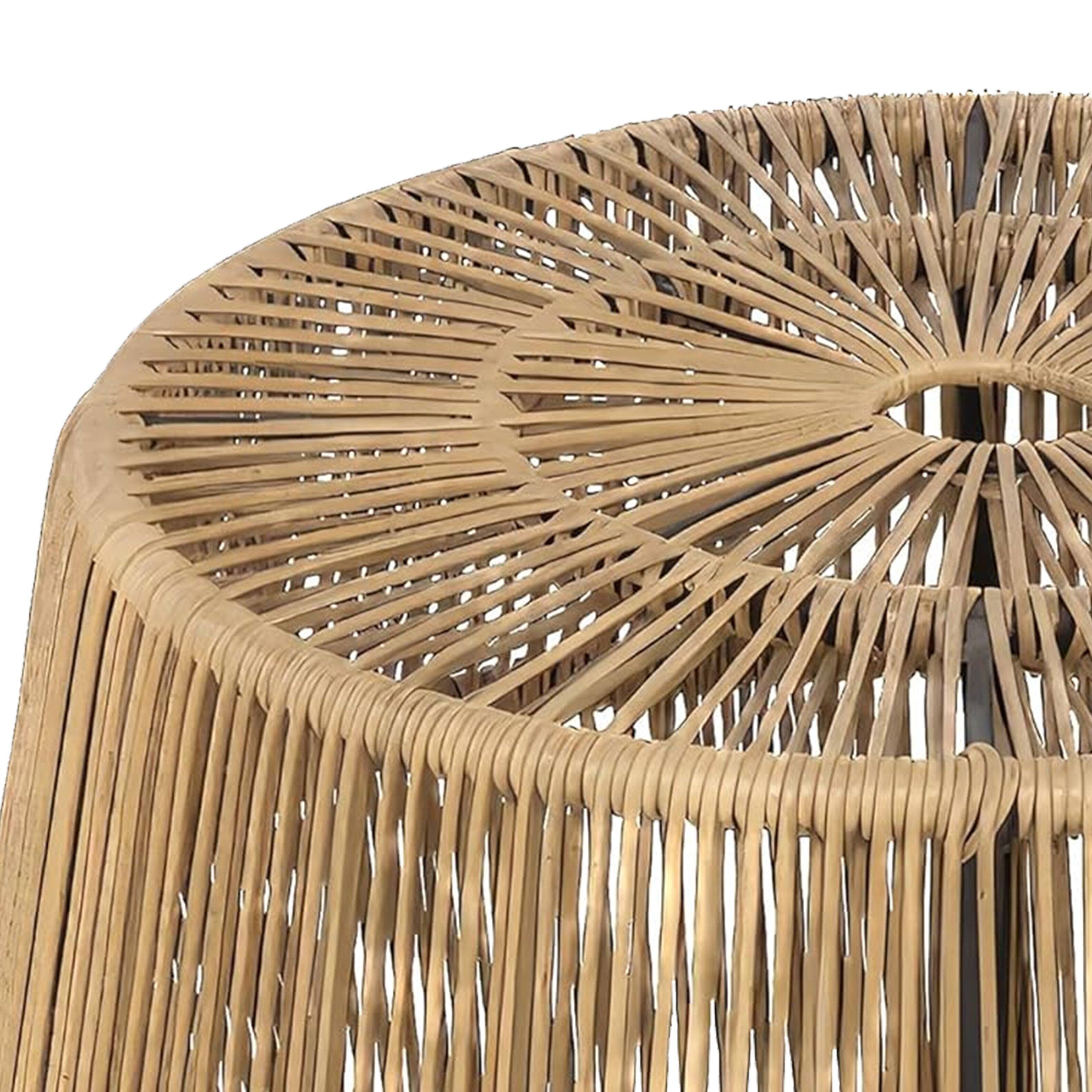 Alt View 1. Manhattan Lane - Zyan Outdoor Coffee Table, 22 Inch Natural Brown Rattan Wicker, Steel Frame - Natural Brown, Black.