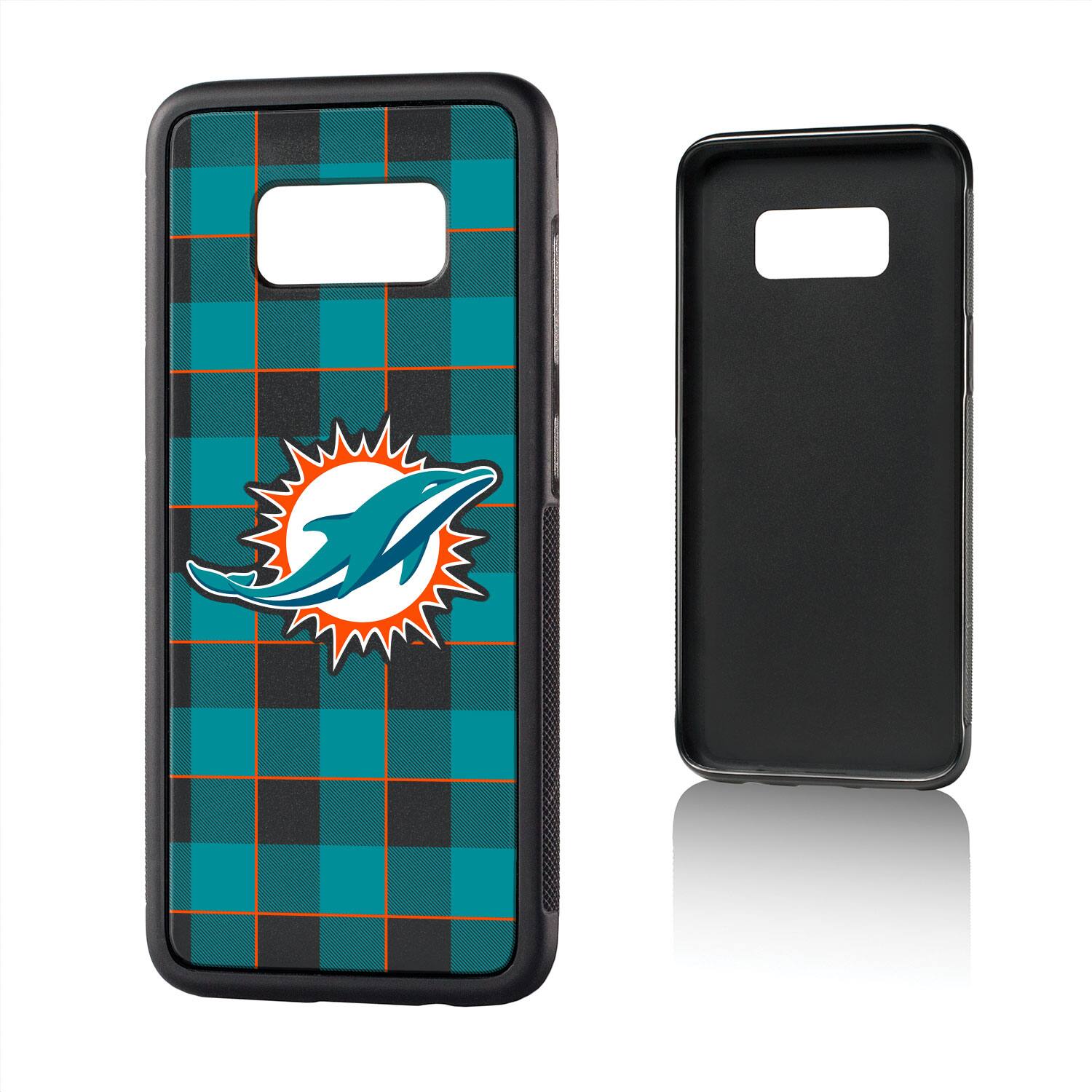 Alt View 3. Keyscaper - Miami Dolphins Galaxy Plaid Design Bump Case - S20 Plus - Multicolor.