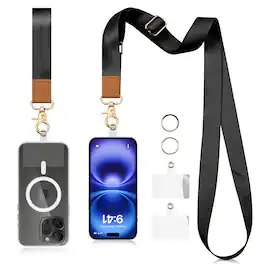 Vena - Phone Lanyard, Cell Phone Strap Crossbody Neck Wrist Strap Phone Holder, Detachable Cell Phone Lanyard Strap - Black