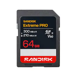 SANDISK - Extreme PRO UHS-II V60 SDXC Memory Card - 64GB, Single