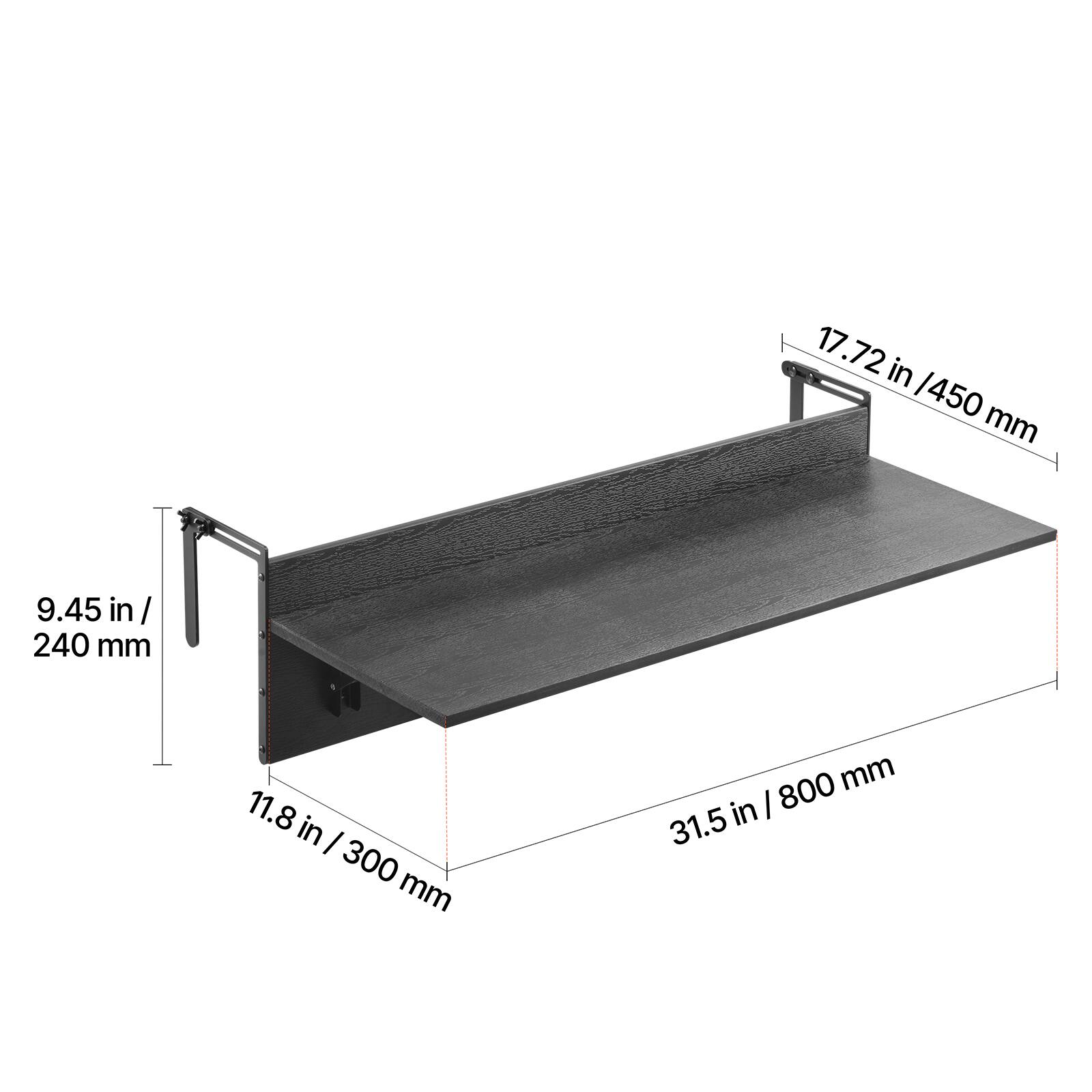 17.72 in / 450 mm  
9.45 in / 240 mm  
11.8 in / 300 mm  
31.5 in / 800 mm