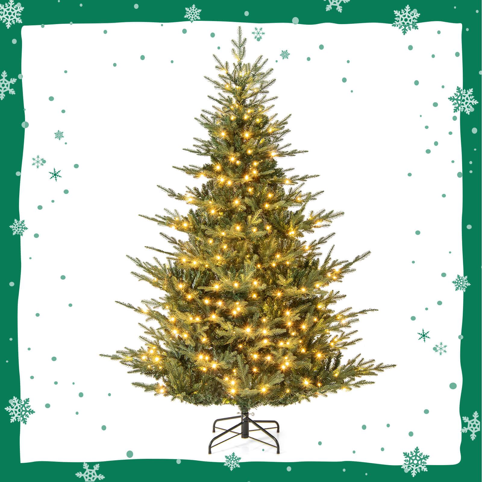 Alt View 9. Costway - Costway 7 FT Artificial Christmas Tree with 1102 Branch Tips 350 LED Lights 8 Lighting Modes - Green.