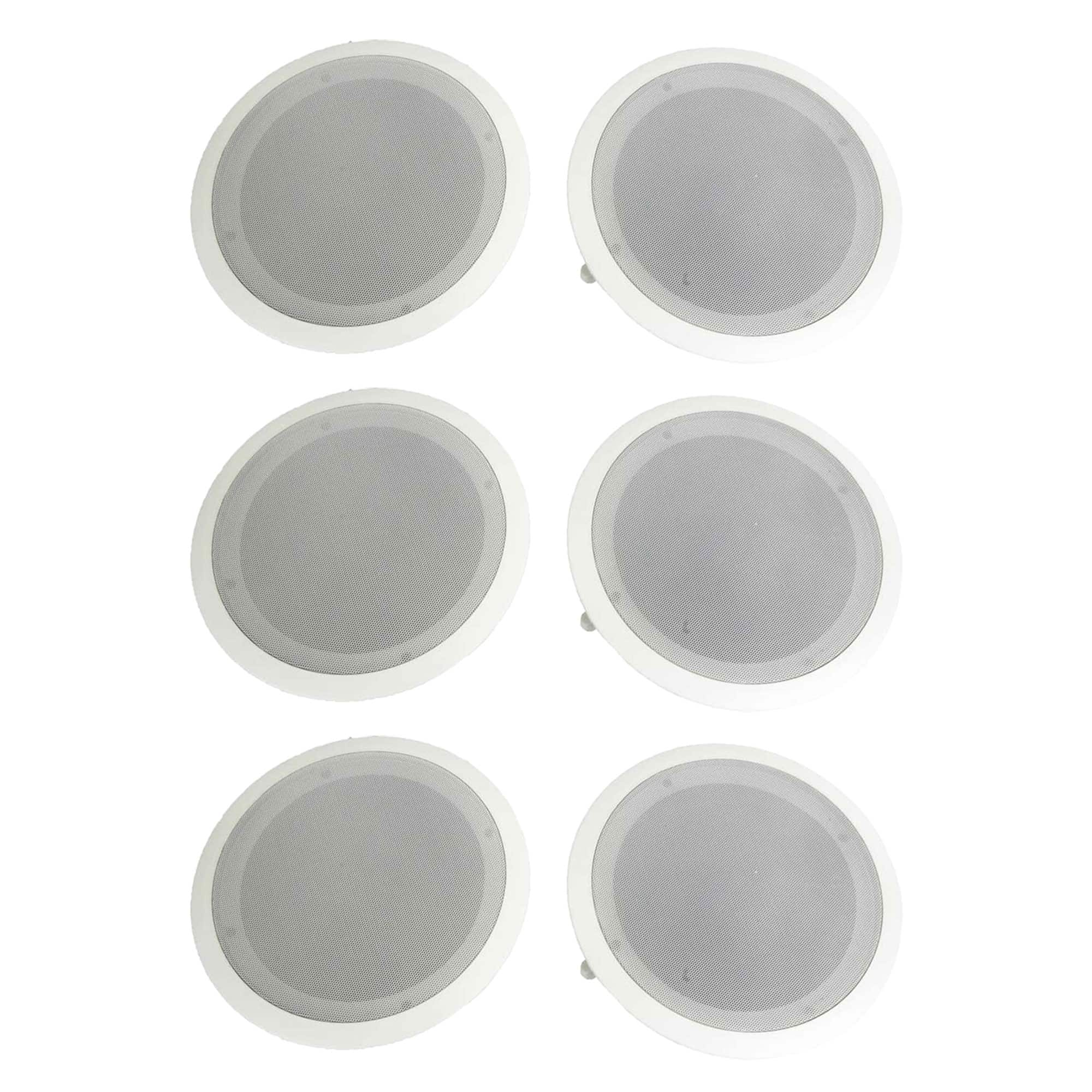Pyle - 8 Inch 2 Way In Wall Ceiling Home Speakers System Audio Stereo, 6 Speakers - White