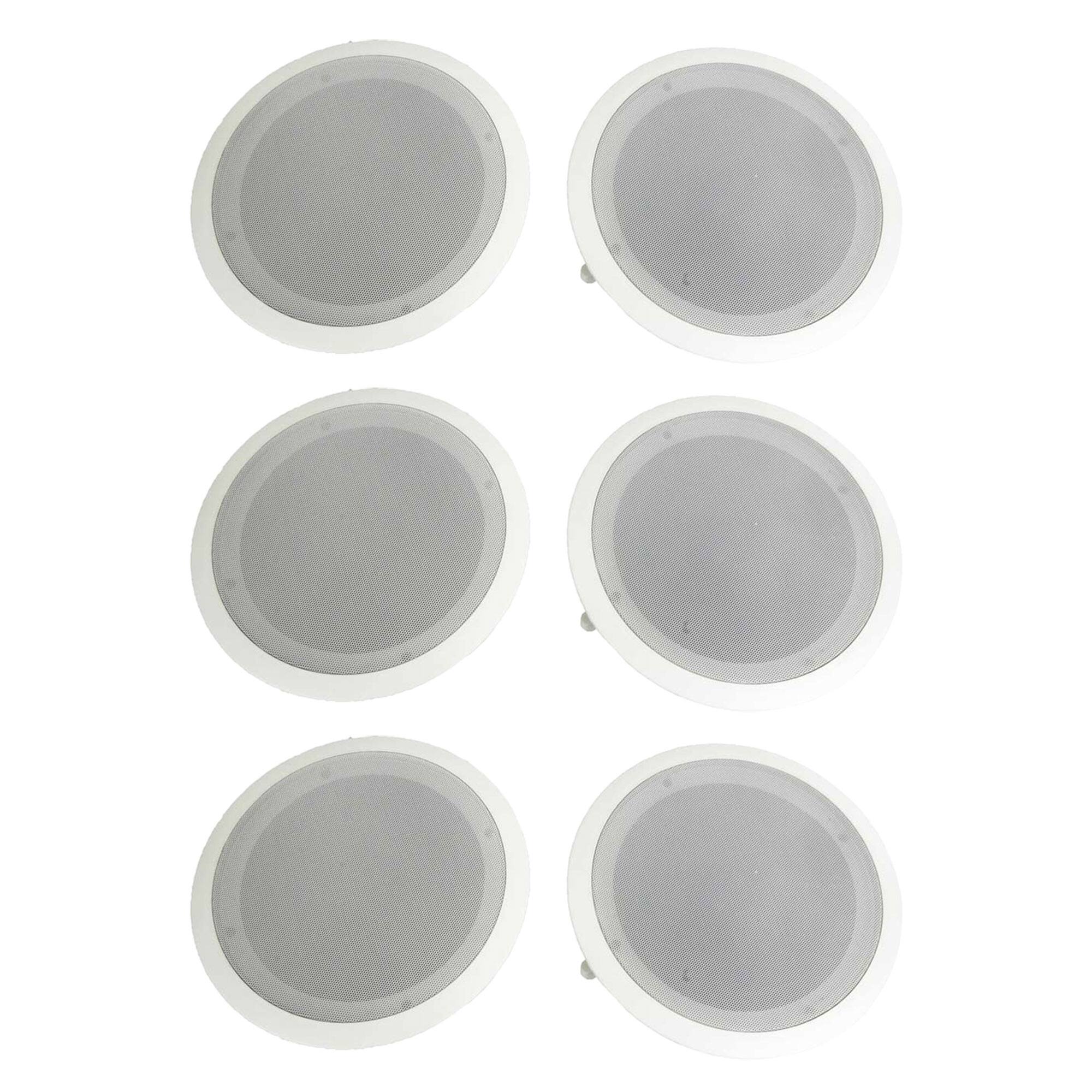 Front. Pyle - Pyle 8 Inch 2 Way In Wall Ceiling Home Speakers System Audio Stereo, 6 Speakers - White.