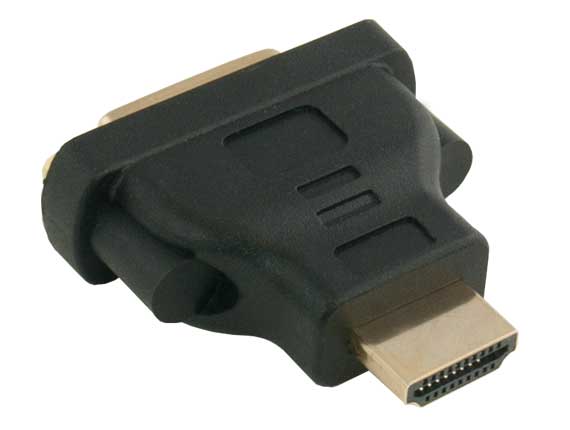 Angle. Cable Leader - HDMI Male to DVI-D Female Adapter, Gold-Plated, Bidirectional - Black.