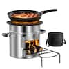 Front. VEVOR - Camping Rocket Stove, Wood Burning Portable Rocket Stove with Carrying Bag for Backpacking, Stainless Steel - Silver.