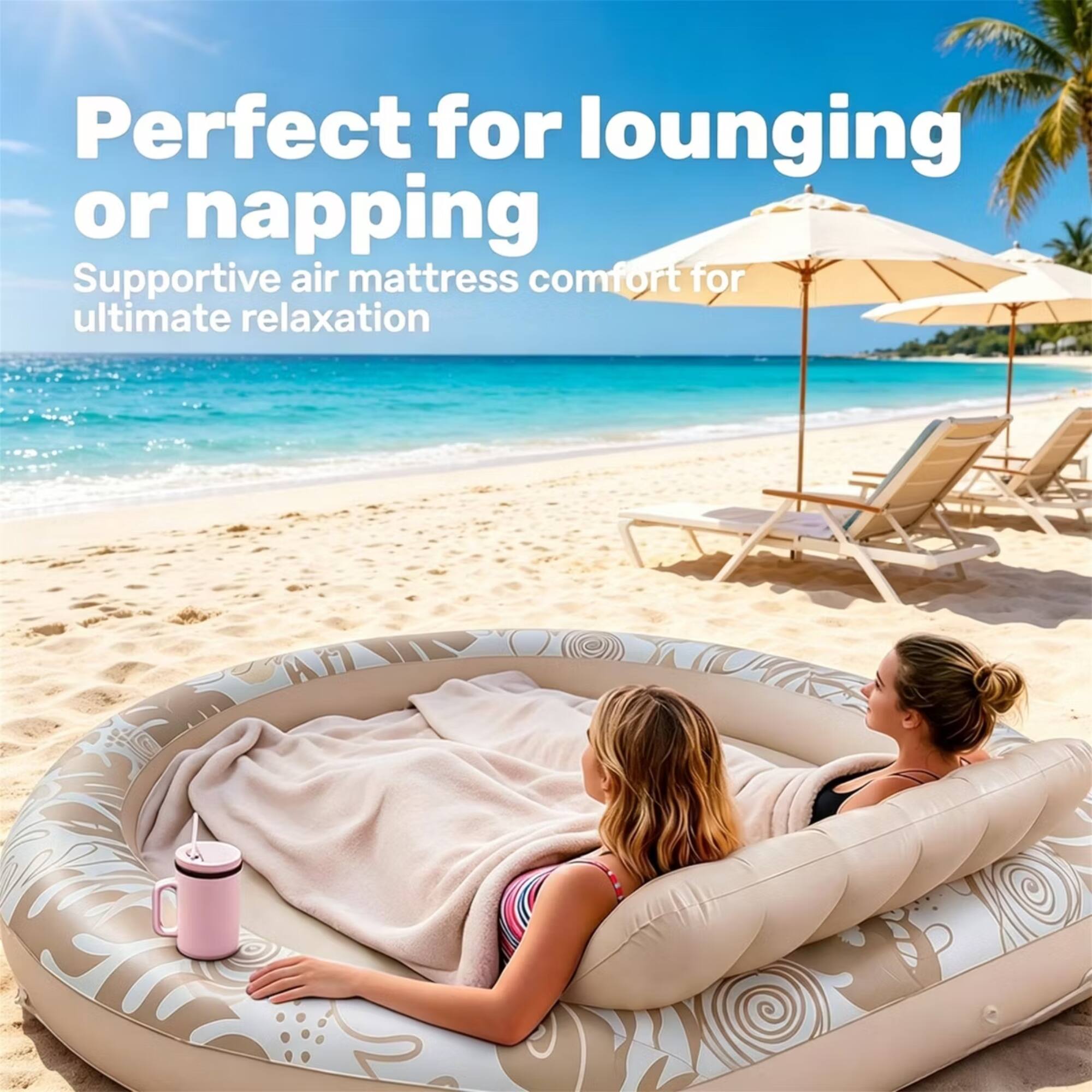 Perfect for lounging or napping  
Supportive air mattress comfort for ultimate relaxation