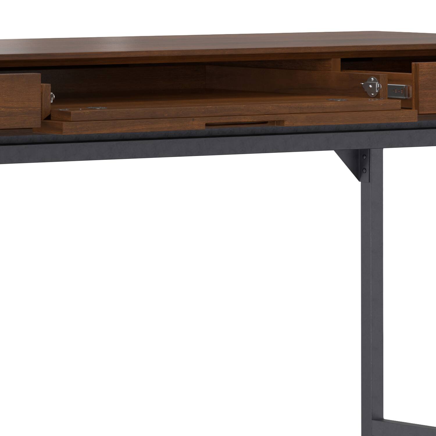 Alt View 4. Simpli Home - Banting SOLID WOOD Industrial 72 inch Wide Desk in Walnut - Walnut Veneer.