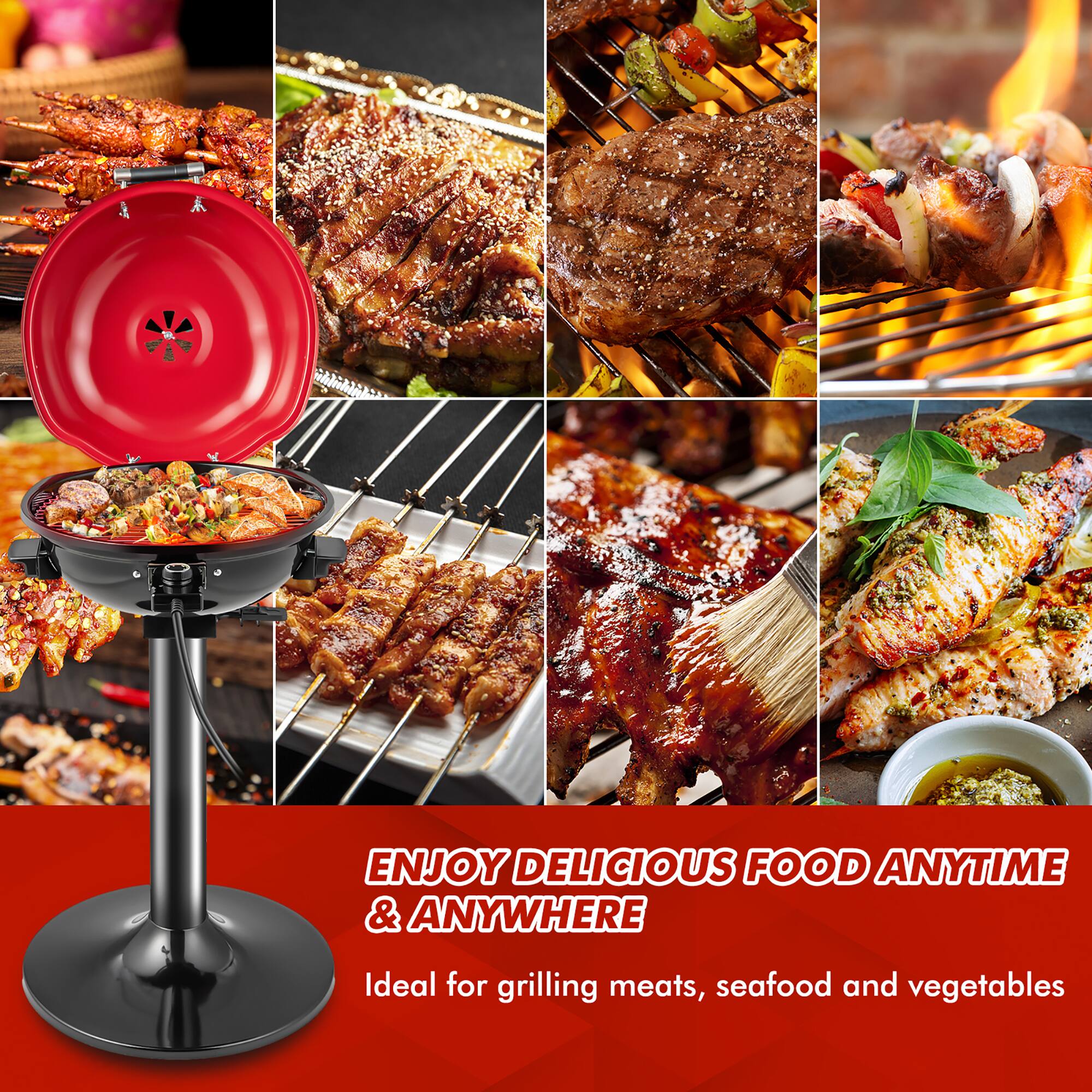 ENJOY DELICIOUS FOOD ANYTIME & ANYWHERE Ideal for grilling meats, seafood, and vegetables.