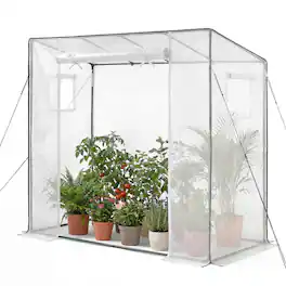 VEVOR - Walk-in Greenhouse, 76.8" x 30.3" x 66.1" Greenhouse for Outdoors with Windows, PE Cover, Roll-Up Zipper Door - White