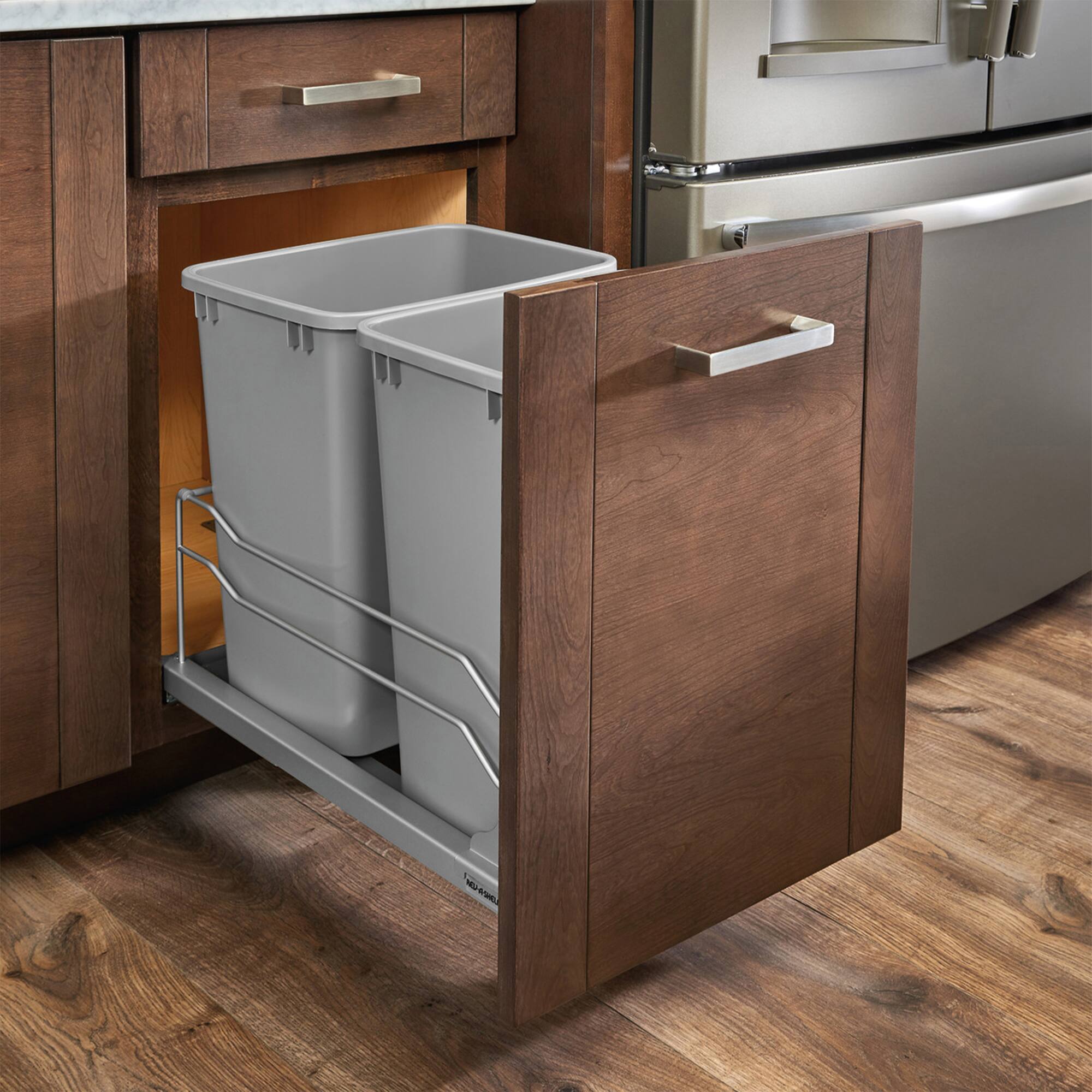 Alt View 10. Rev-A-Shelf - Rev-A-Shelf Double Pullout Trash Can 27 qt. with Soft-close, 53WC-1527SCDM-217 - Silver.