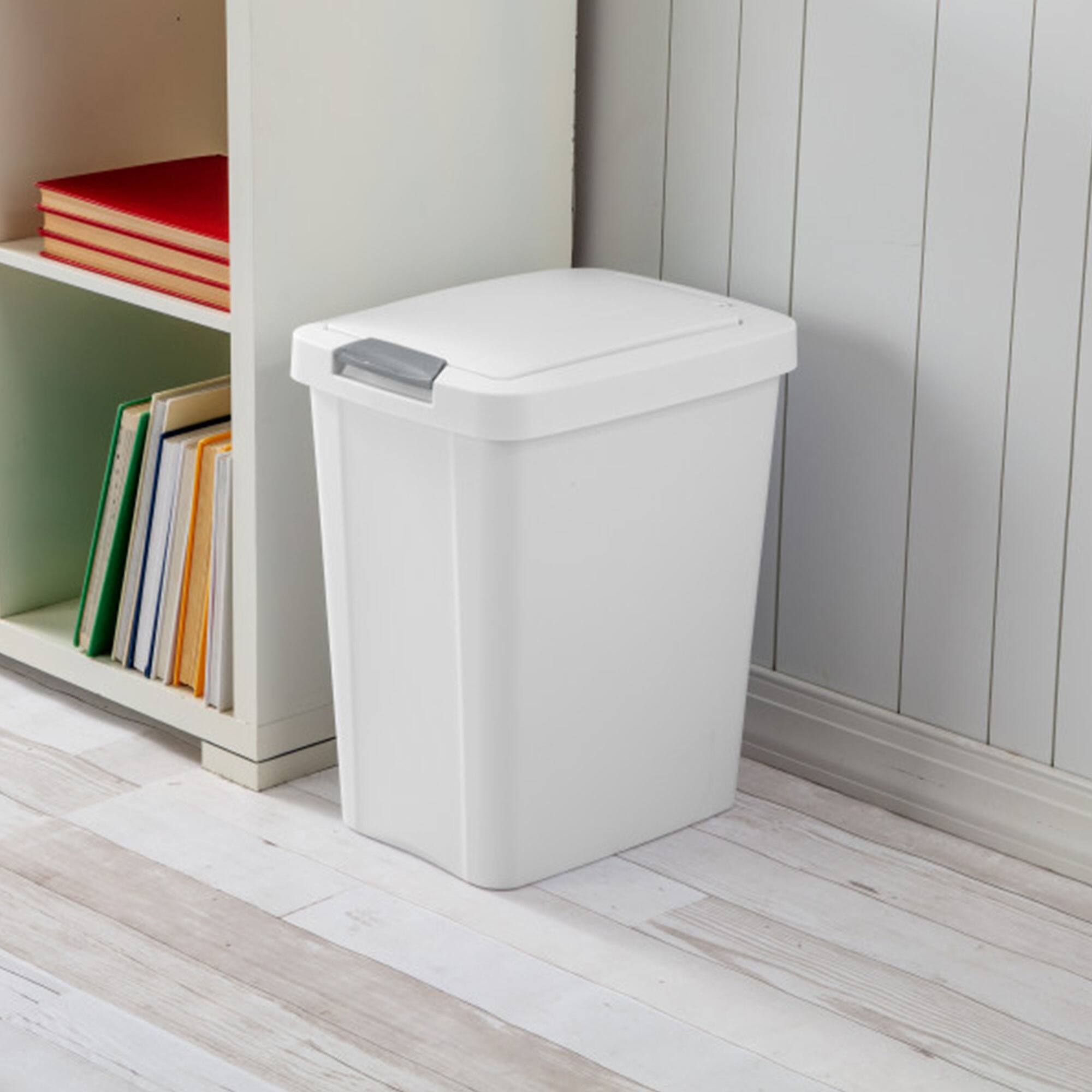 Alt View 10. Sterilite - Sterilite 7.5 Gallon TouchTop Wastebasket Trash Can with Latch, 4 Pack, White - White.