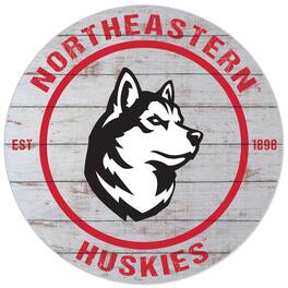 Jardine - Northeastern Huskies 20'' x 20'' Indoor/Outdoor Weathered Circle Sign - White