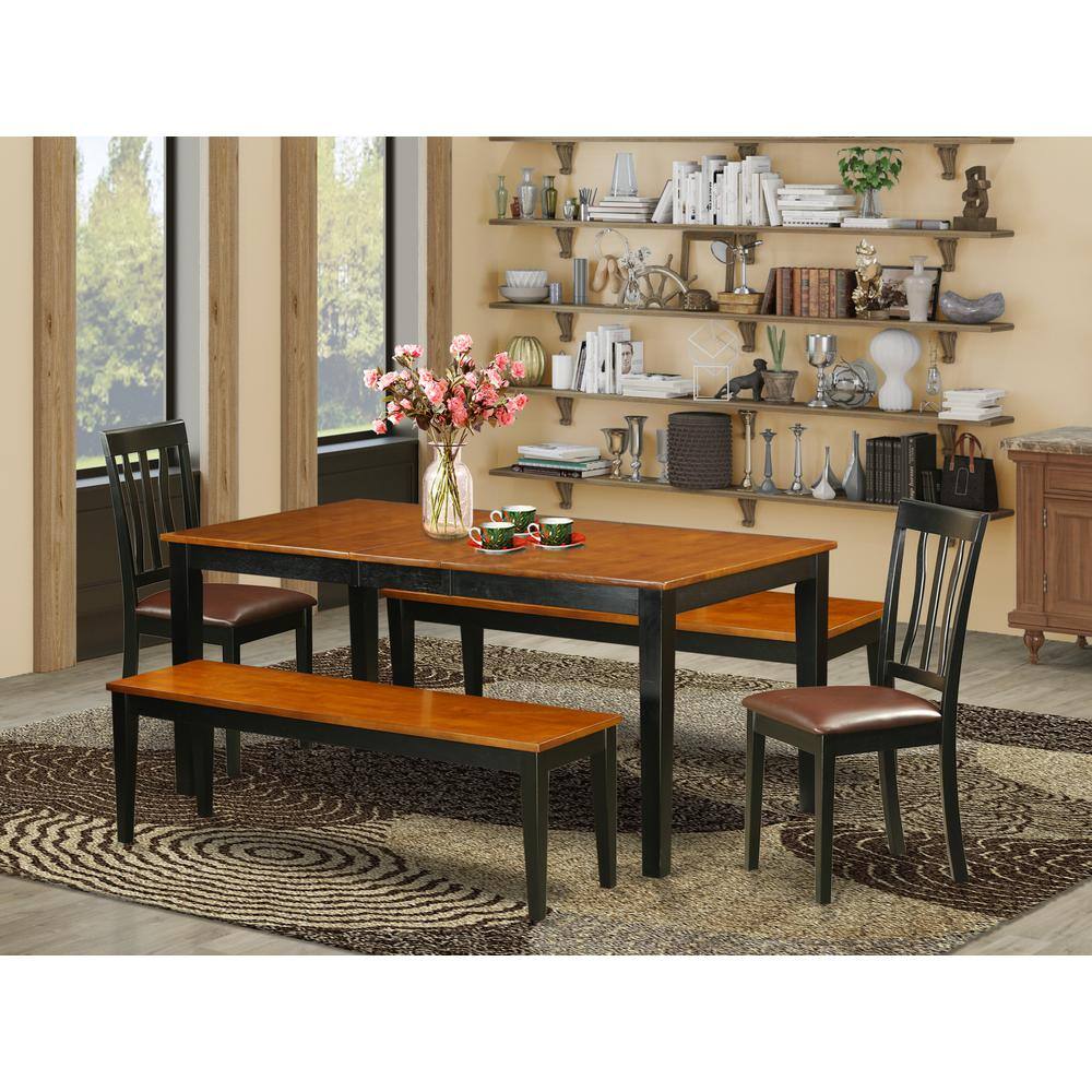 Left. East West Furniture - Dining Room Set Black & Cherry - Brown.