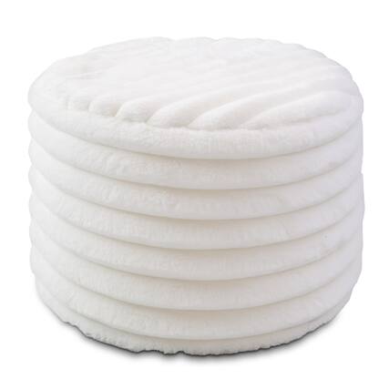 Front. Jaxx - Jaxx Paran Accent Pouf - Fluffy Faux Fur Ottoman for Modern Interior Design, Regular, Ivory - Plush Fur Ivory.