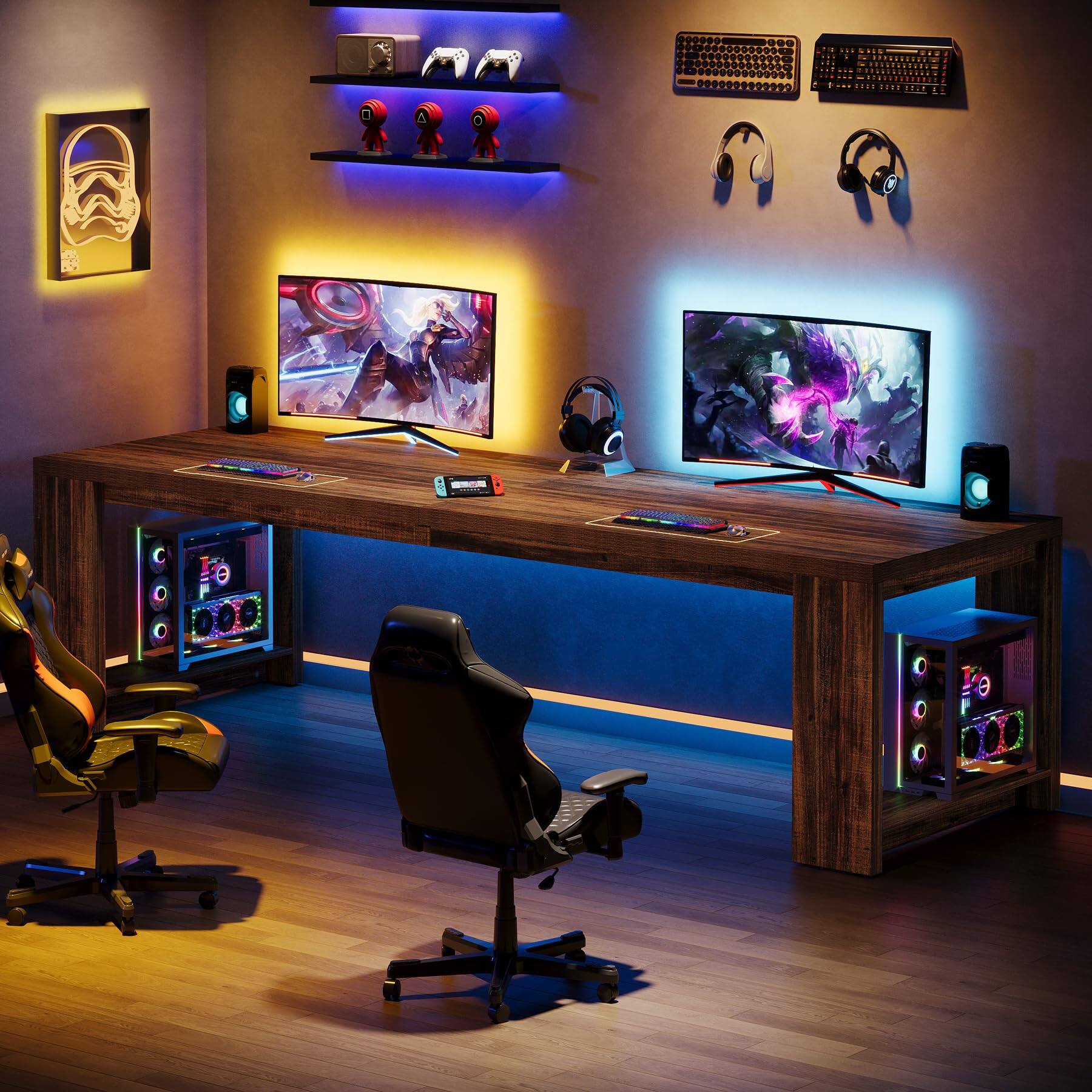 Tribesigns Two Person Desk, 86.6 Inch Extra Long Desk, Double Computer ...
