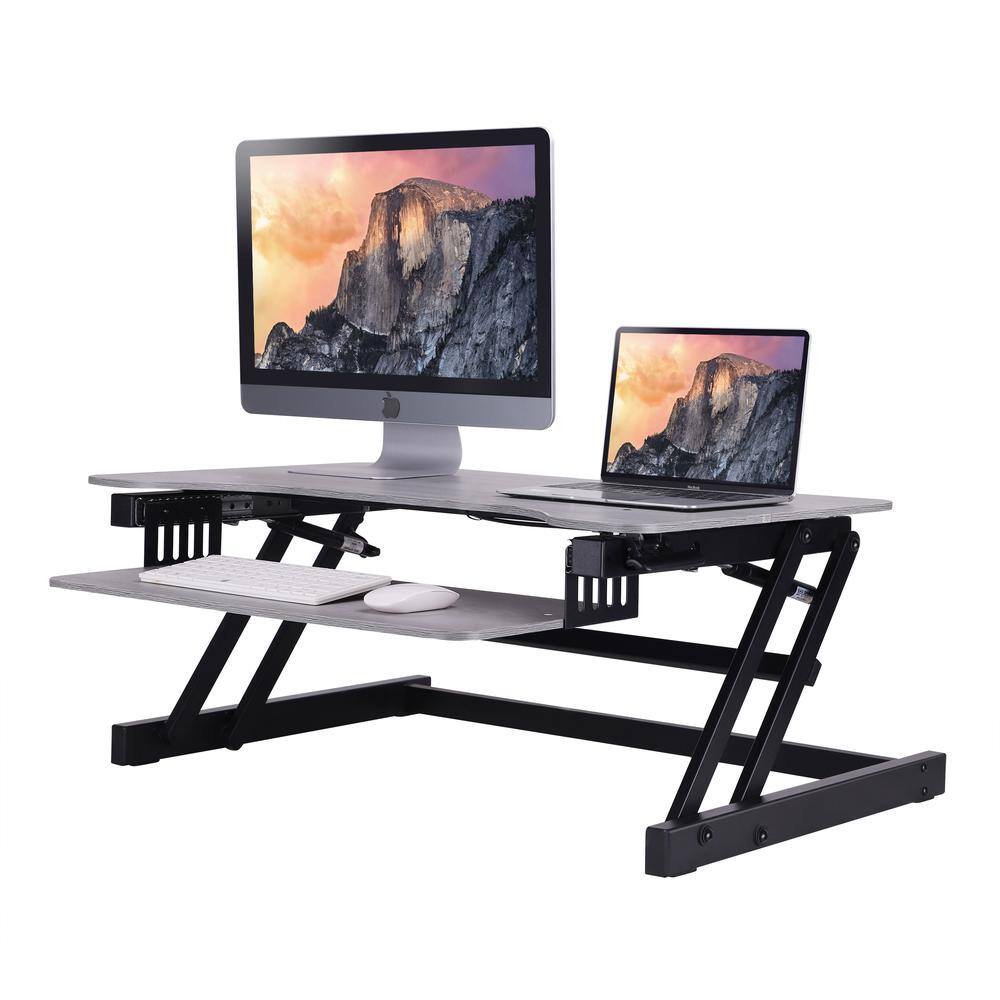 Alt View 4. Rocelco - 37.5" Deluxe Height Adjustable Standing Desk - Grey.