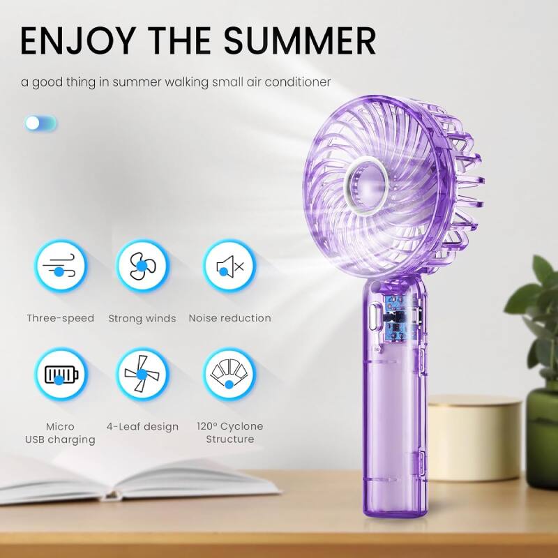 ENJOY THE SUMMER  
a good thing in summer walking small air conditioner  

- Three-speed  
- Strong winds  
- Noise reduction  
- Micro USB charging  
- 4-Leaf design  
- 120° Cyclone Structure