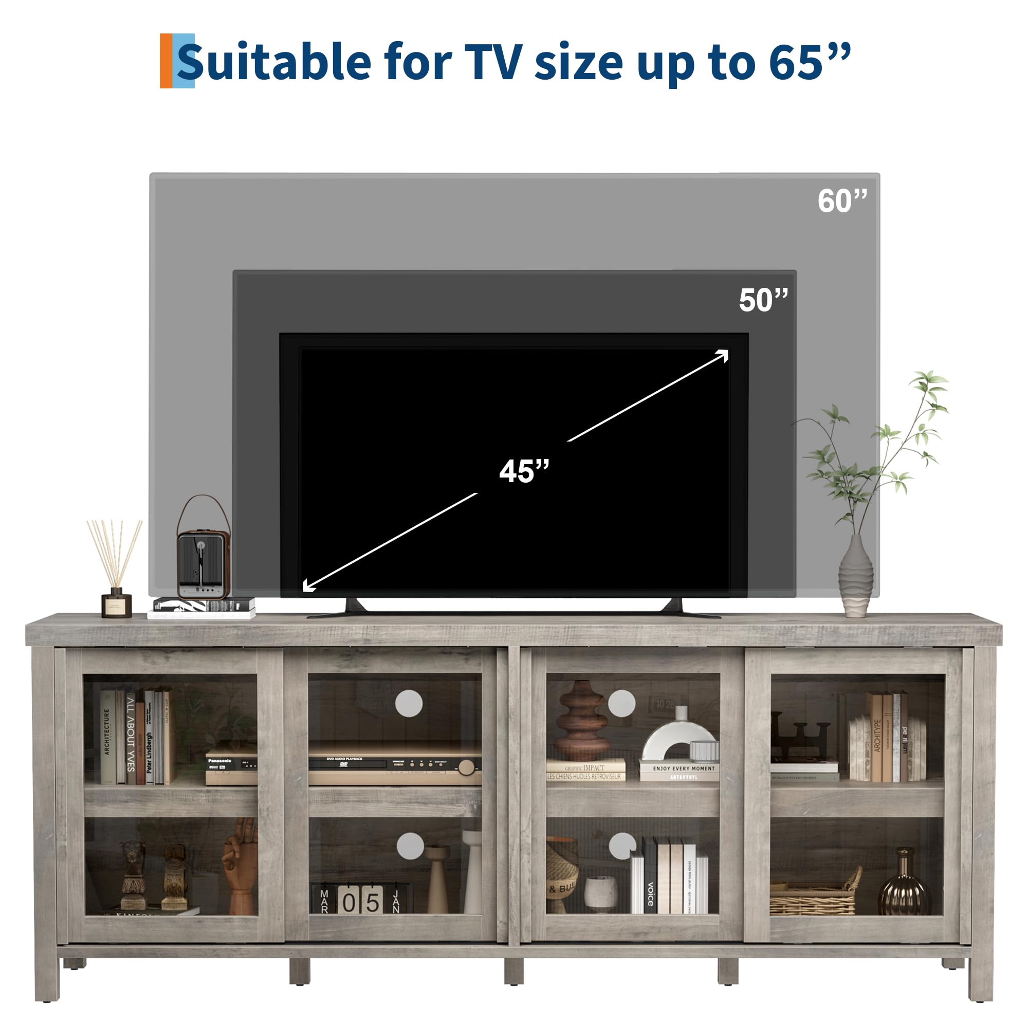 Suitable for TV size up to 65"  
60"  
50"  
45"
