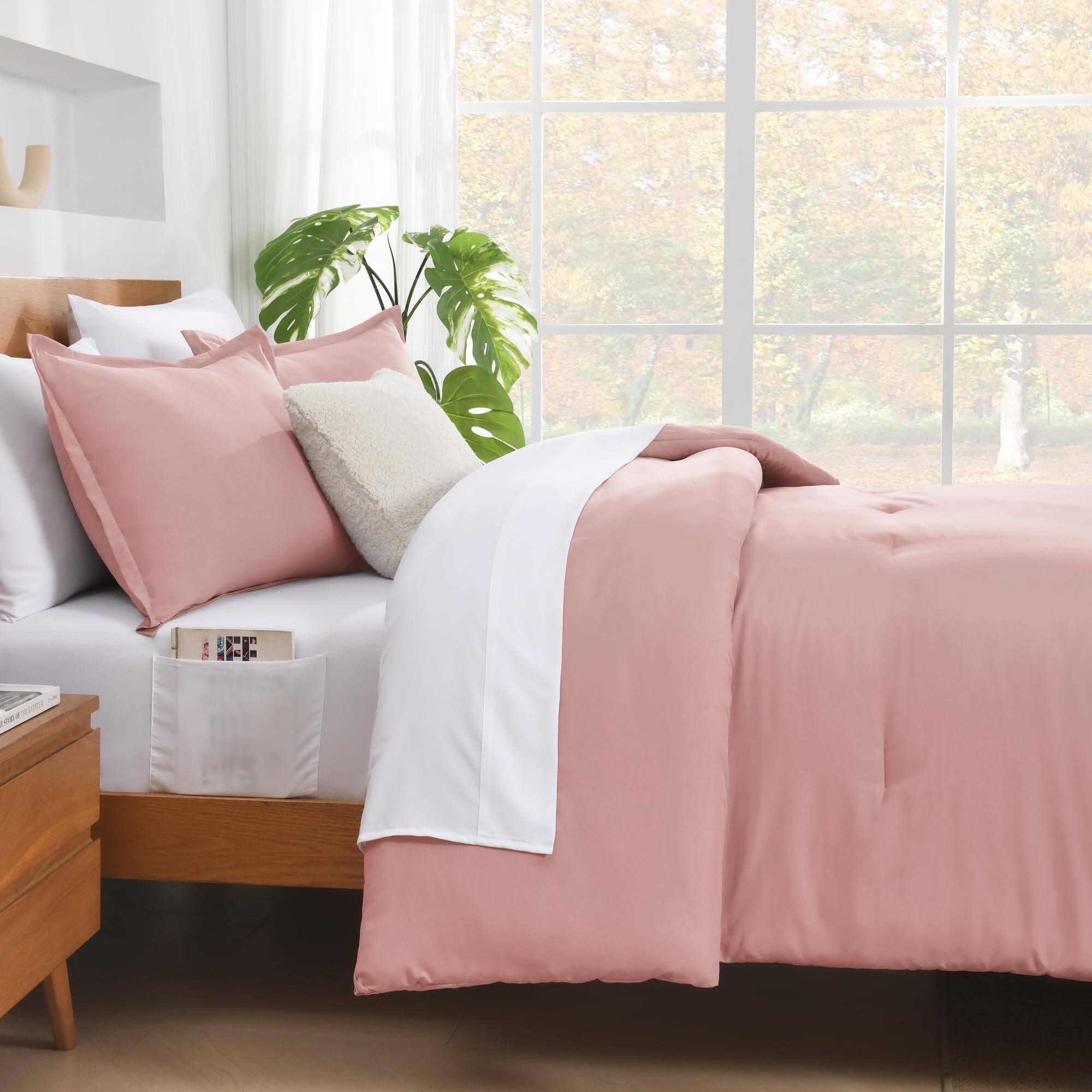 Alt View 3. Cedar Assembly - Comforter Set 7 Pieces Bed In A Bag Bedding Sets Summer Plain Soft Lightweight With Fitted Sheets Flat - 02 - Beige-California King (104*96 in).