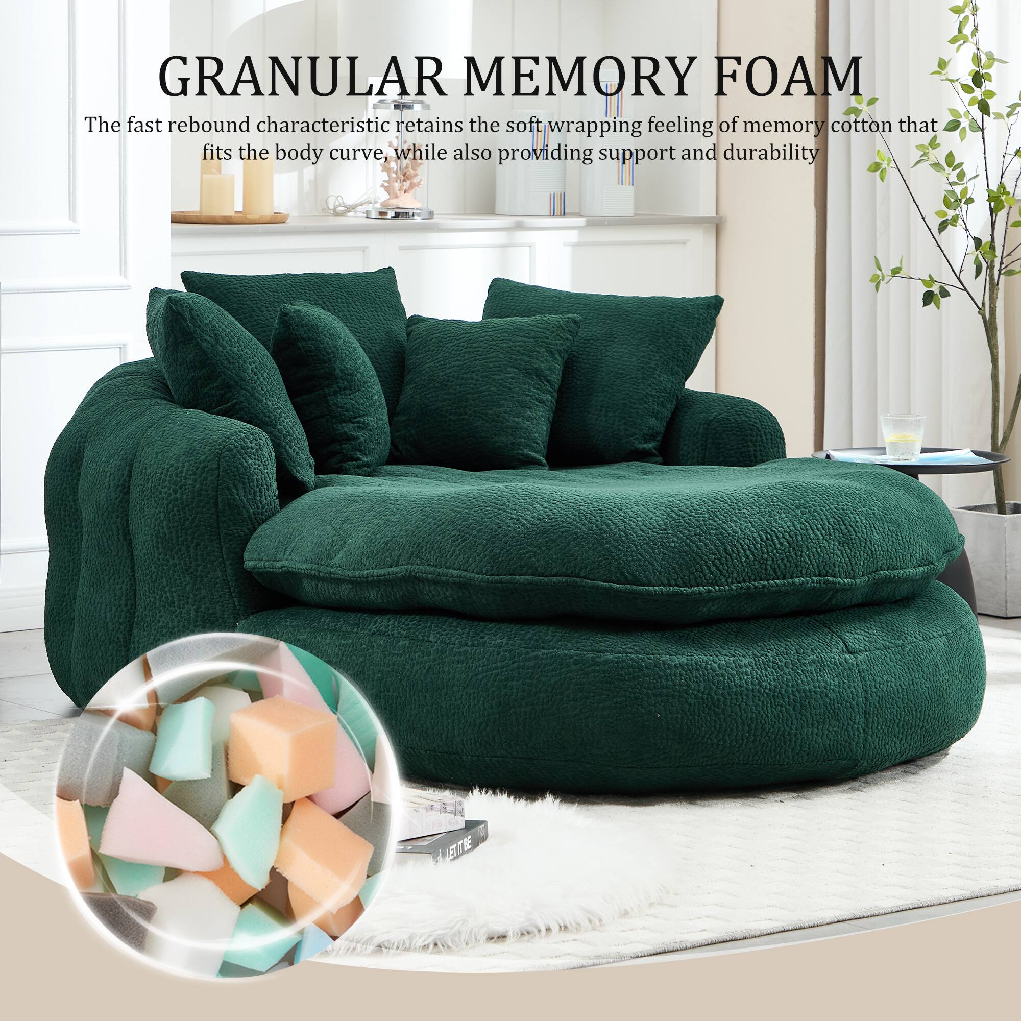 GRANULAR MEMORY FOAM

The fast rebound characteristic retains the soft wrapping feeling of memory cotton that fits the body curve, while also providing support and durability.