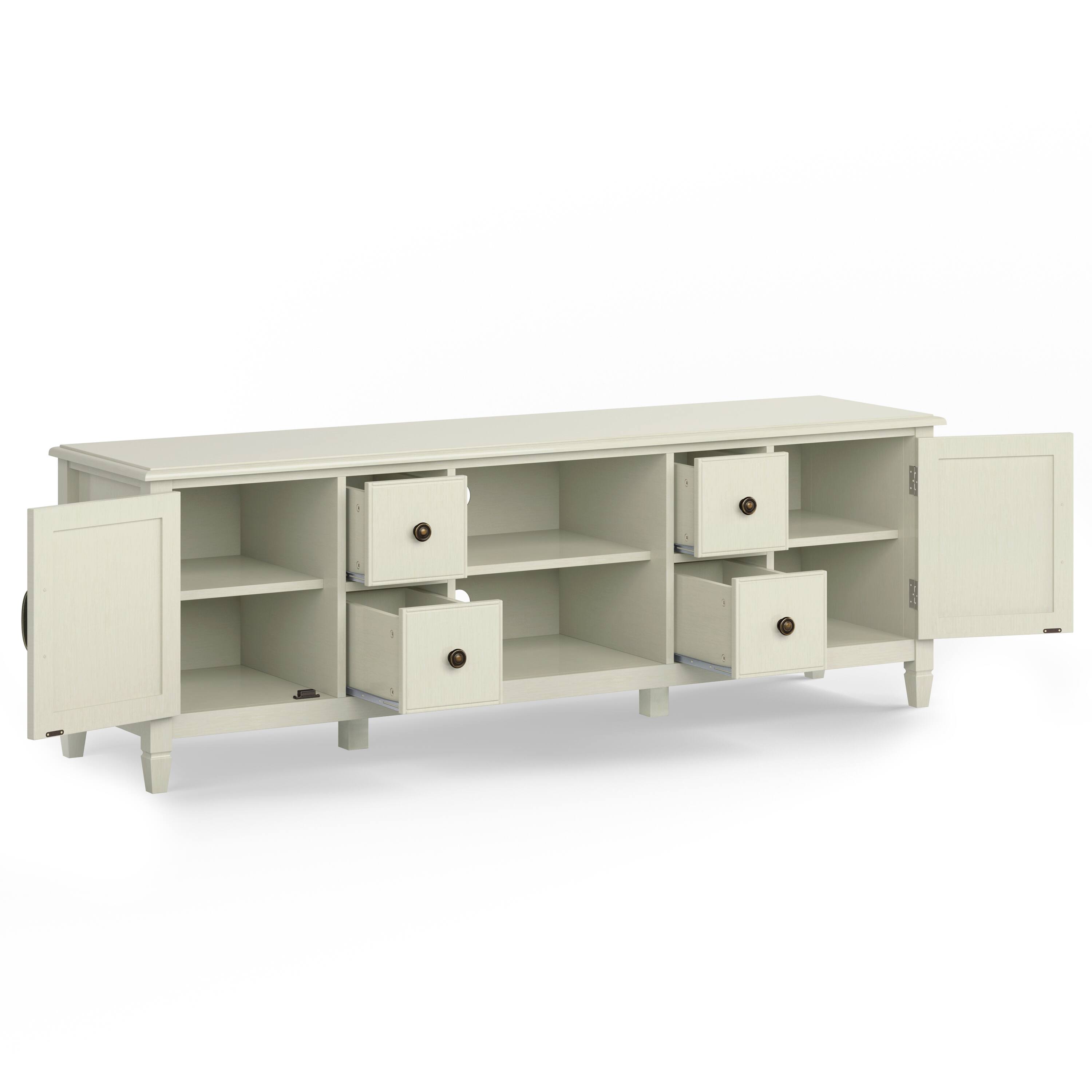 Alt View 11. Simpli Home - Connaught 72 inch Wide TV Stand - Antique White.