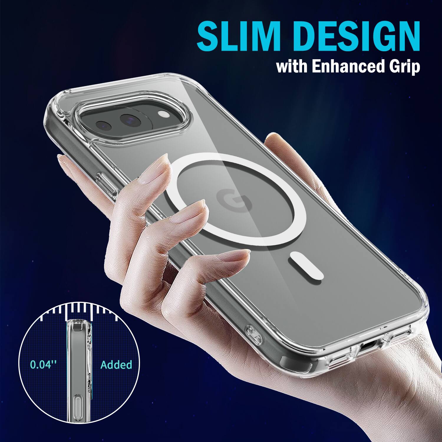 SLIM DESIGN with Enhanced Grip  
0.04" Added
