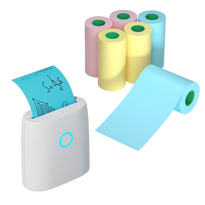 Alt View 1. JADENS - 2-Inch Continuous Thermal Paper – Multicolor Set, Quick-Dry, Ink-Free, Archival-Grade Paper (6 Rolls) - Yellow, Blue, Pink.