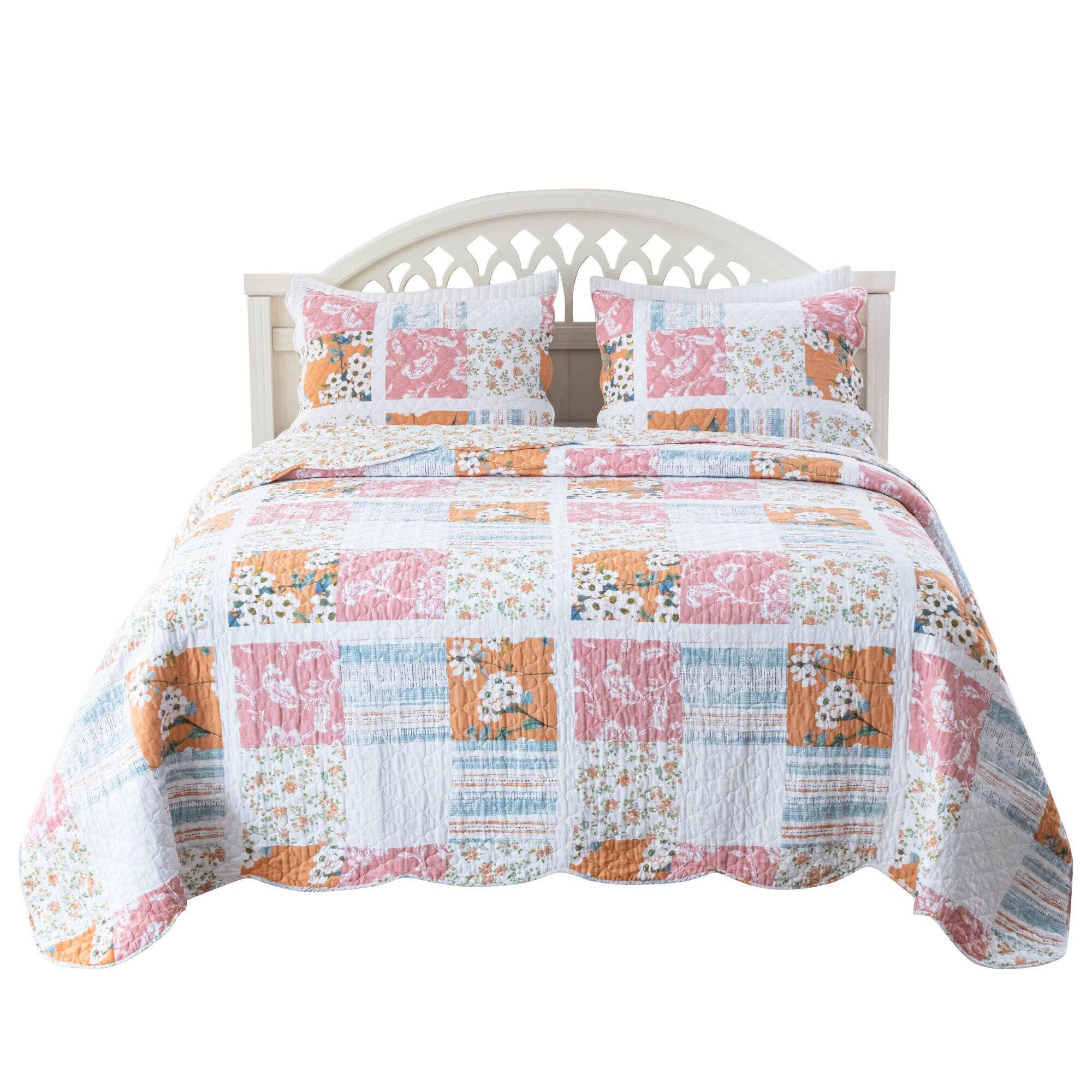 Alt View 3. Greenland Home Fashions - Greenland Home Everly Shabby Chic 3 Pieces Quilt Set, King/California King, Blue - Blue.