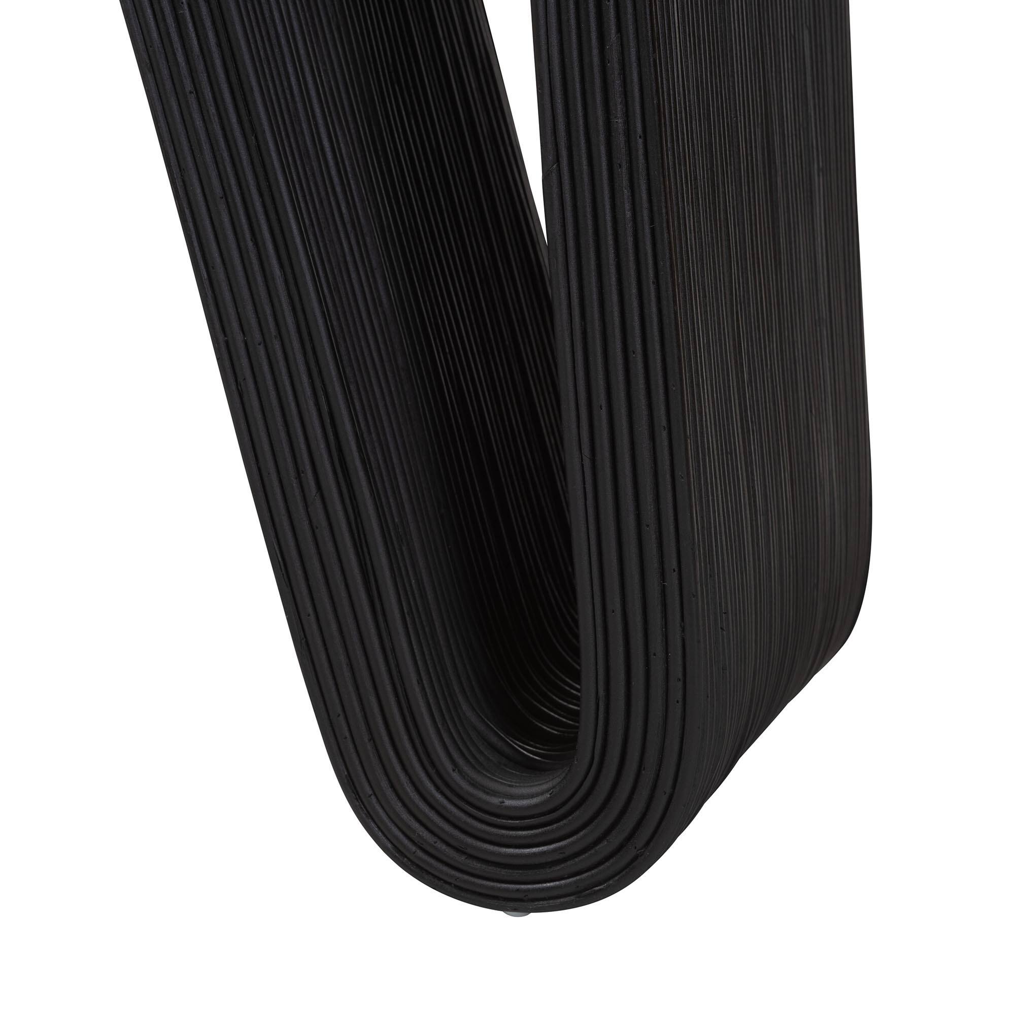 Back. bali & pari - Abebi Rattan Console Table - Modern Accent Table with Waterfall Silhouette and Open Hairpin Legs, Boho Coastal Style - Black.