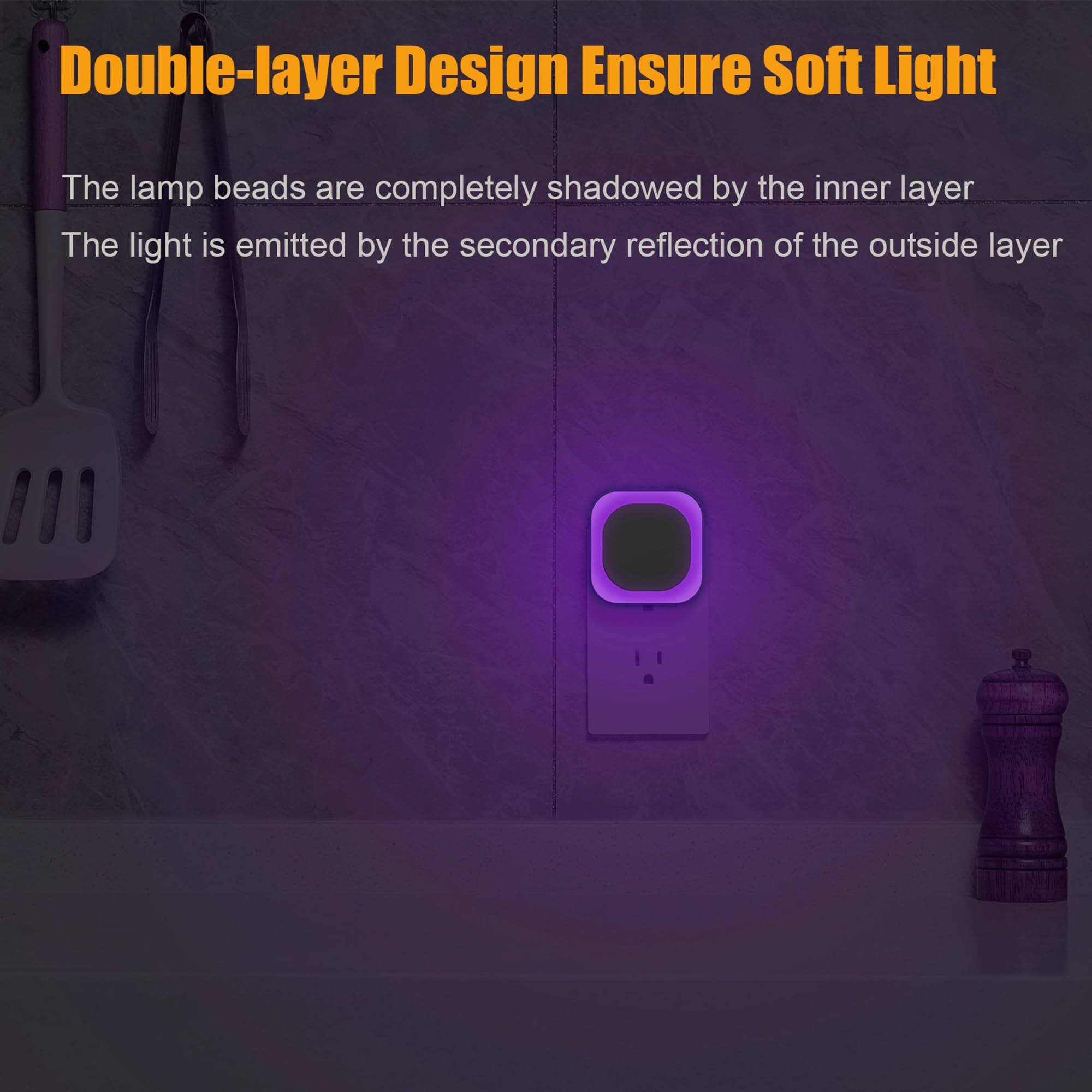 Double-layer Design Ensure Soft Light

The lamp beads are completely shadowed by the inner layer

The light is emitted by the secondary reflection of the outside layer