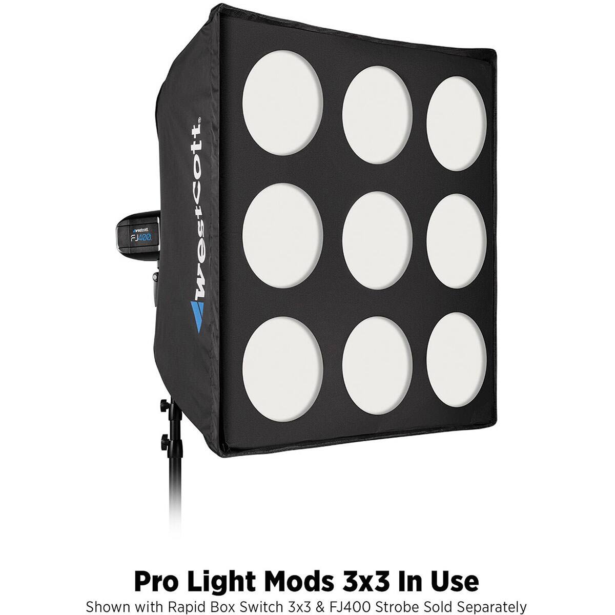 FJ400 Westcott Pro Light Mods 3x3 In Use Shown with Rapid Box Switch 3x3 & FJ400 Strobe Sold Separately